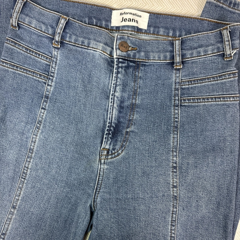 Reformation Jeans Women's 27 High Rise Skinny Front Seam Medium Wash Denim